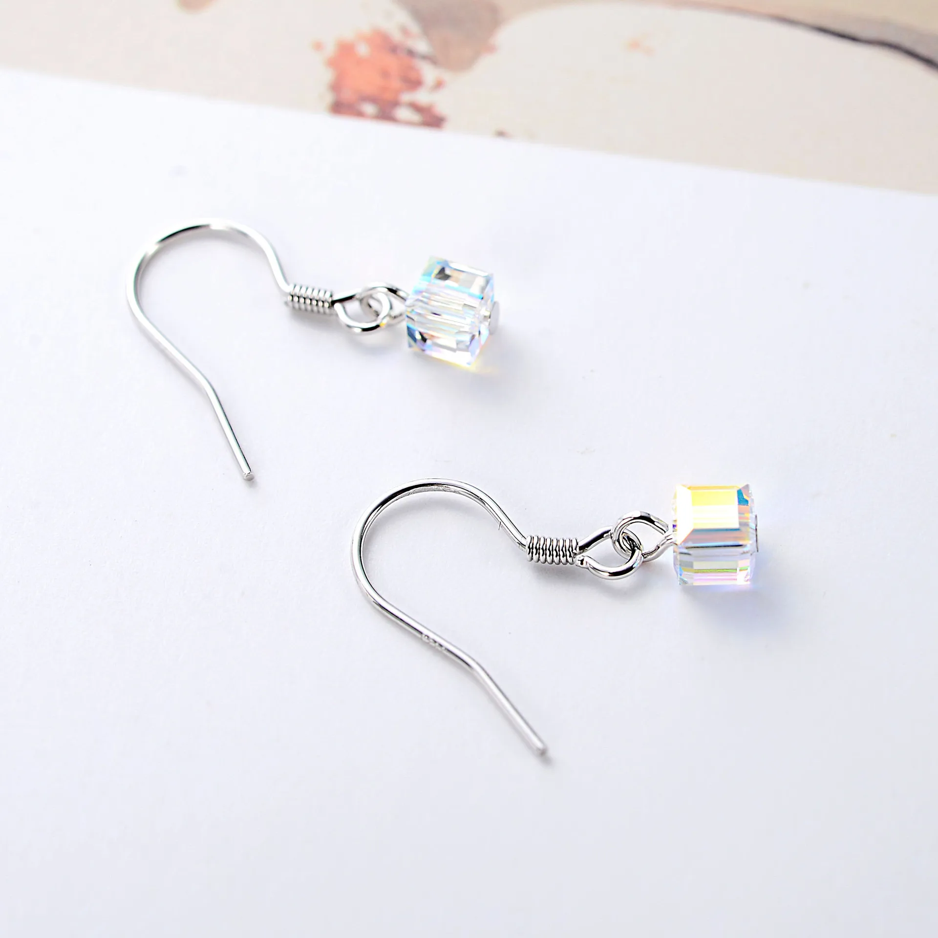 Transparent  square earring 100% 925 Sterling silver Jewelry fashion Hypoallergenic Stud earrings for women girl gift
