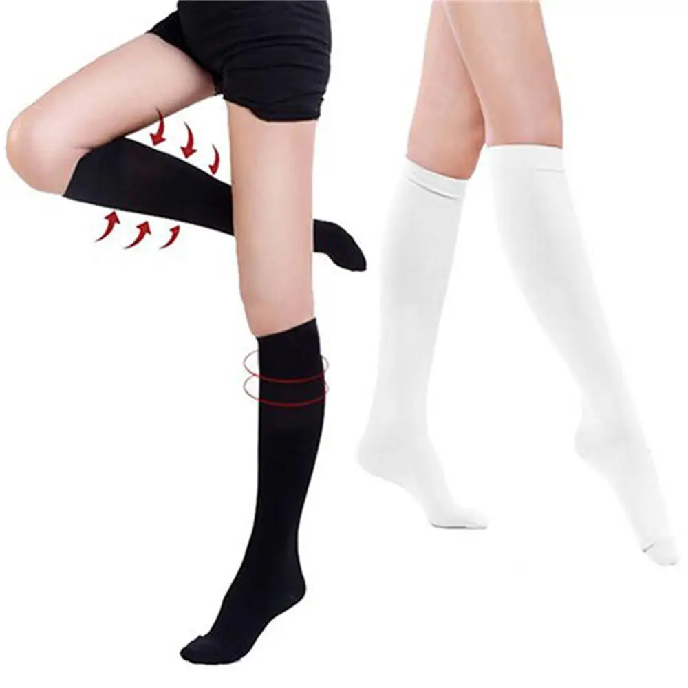 1 пара компрессионных носков унисекс, с защитой от усталости, для путешествий, до колена, с защитой от усталости, волшебные чулки черного и телесного цвета