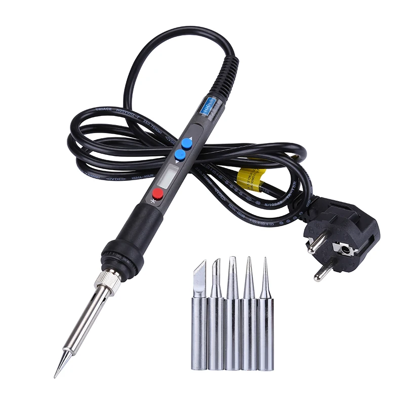 110 В/220 В 90 Вт ЖК-регулируемый Электрический паяльник Ferro de Solda BGA паяльная станция Набор инструментов для ремонта с 5 шт. наконечником для припоя