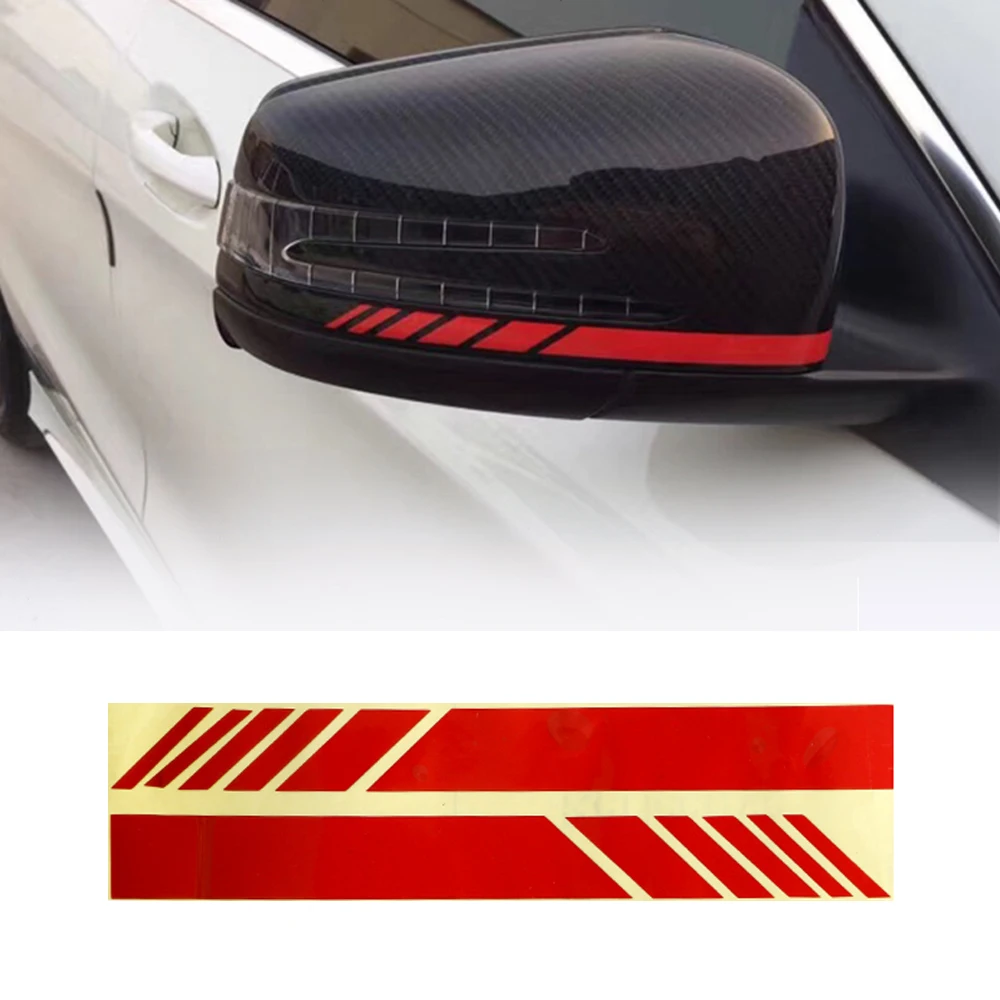 Pair Reflective Rear View Mirror Stripe Decal Sticker Vinyl For Benz