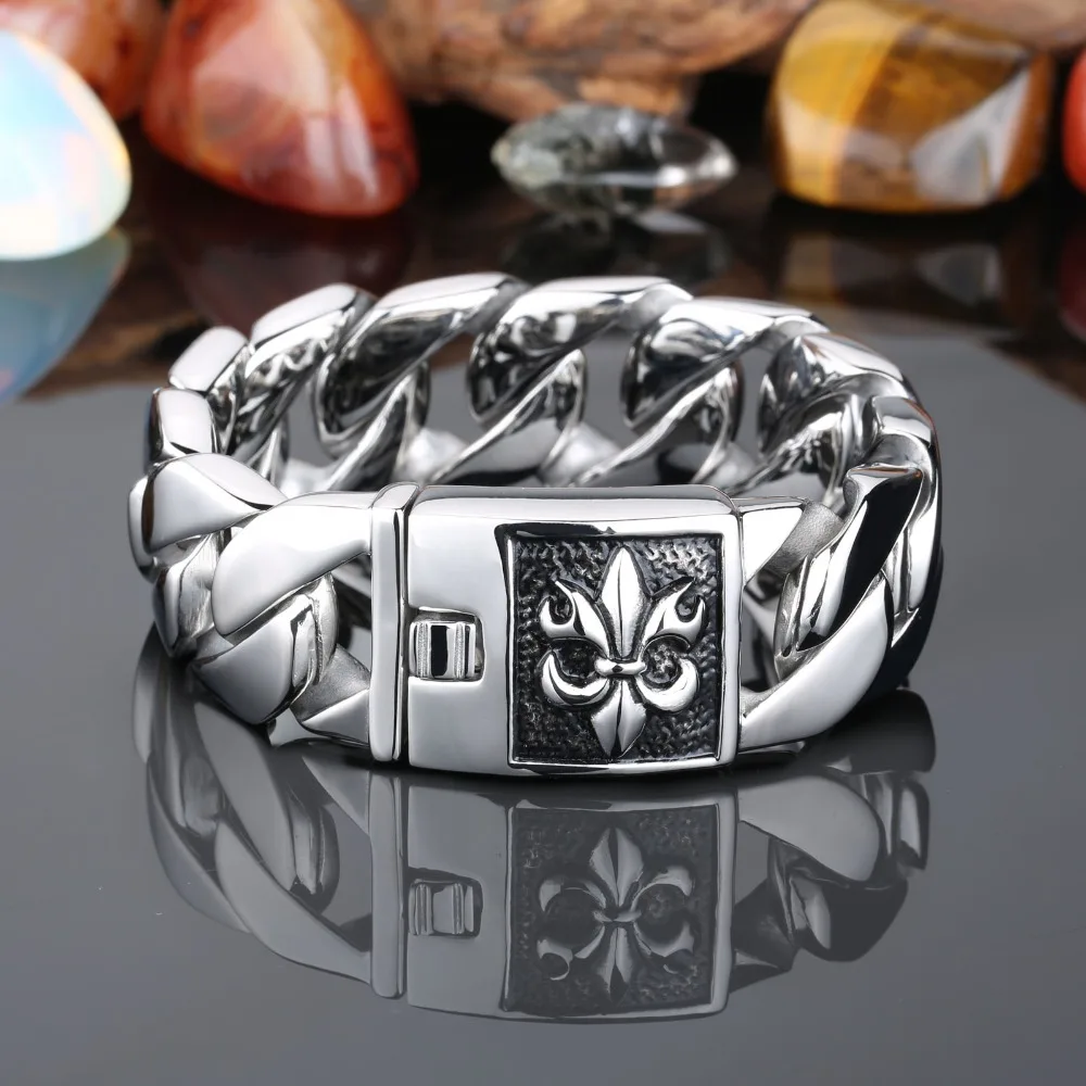 316l Stainless Steel Punk Huge Heavy Men S Biker Bracelets Polished 316l Stainless Steel Punk Huge Heavy Men S Biker Bracelets Polished Chrome Silver Anium Harley Bracelet For In Chain Link From