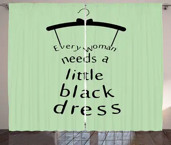 

Quote Curtains Dress Hanger with a Tiny Bow Tie Holds Every Woman Need a Black Dress Text Living Room Bedroom Window Decor