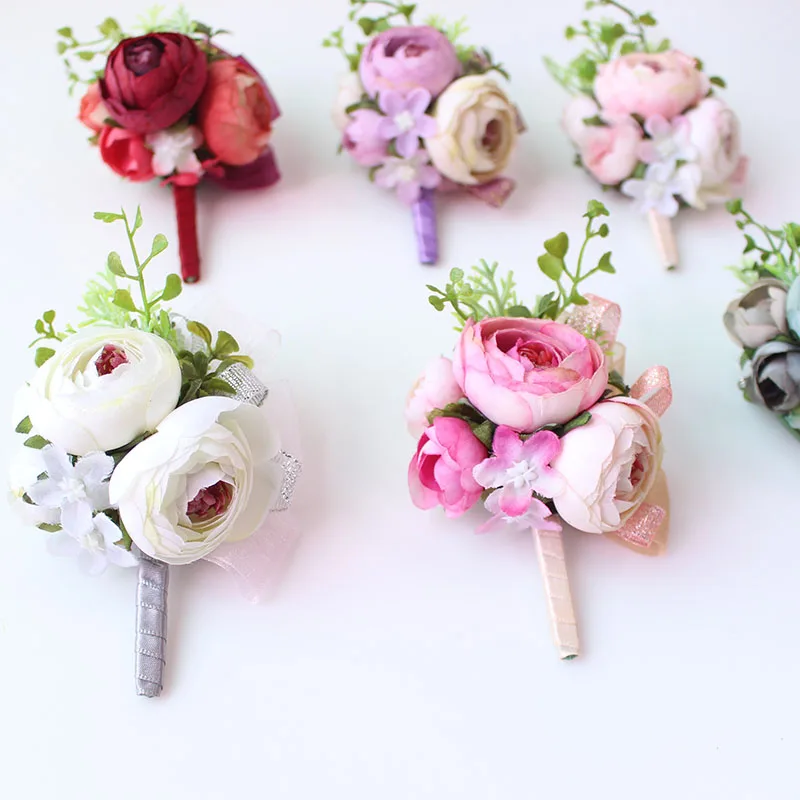 Wedding Corsages and Boutonnieres men groom artificial flowers  (21)