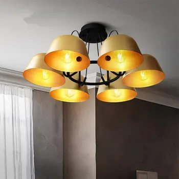 

The Retro creative minimalist pendant lights personality living room bedroom pendant lamp Golden restaurant pot cover hanglamp