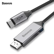 Baseus USB C к HDMI кабель type-C к HDMI адаптер Thunderbolt 3 для MacBook IPad Pro huawei Mate20 Pro 4K видео кабель USB-C