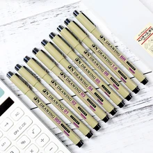 9 Pçs/lote Preto mícron caneta Gancho Forro marcadores esboço Desenho Materiais de Arte Em Quadrinhos Mangá Caneta de Escrita À Prova D' Água