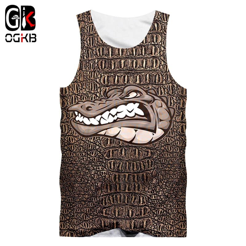 

OGKB Man Hot Loose Animal Tank Top 3D Printed Crocodile Harajuku Plus Size 6XL Habiliment Men's Tee Shirt Wholesale