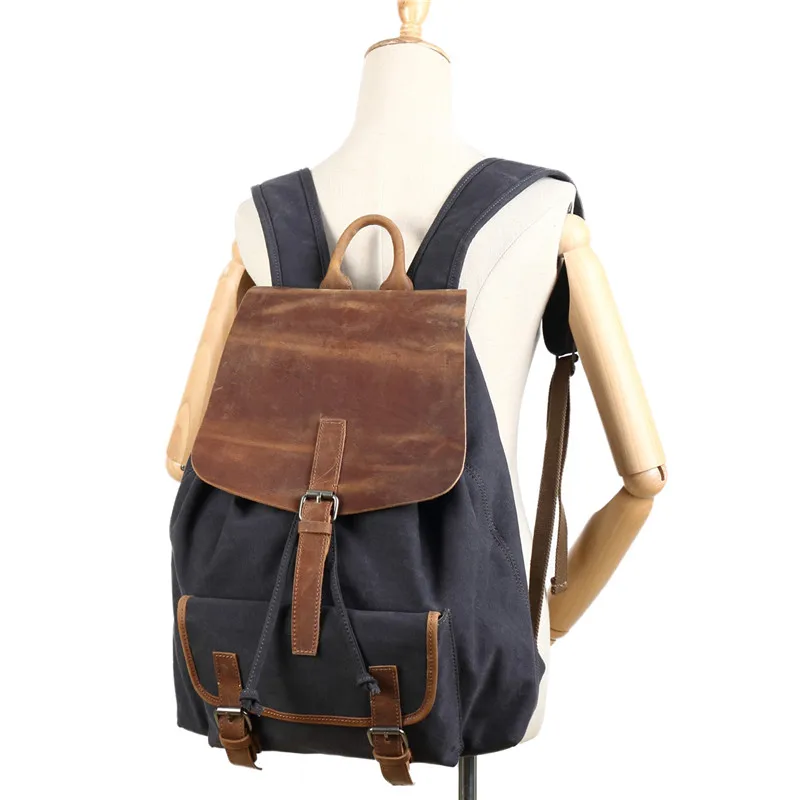 YUPINXUAN Pure Cotton Canvas Backpacks Unisex Vintage Travel Rucksack Teenagers String Daypack
