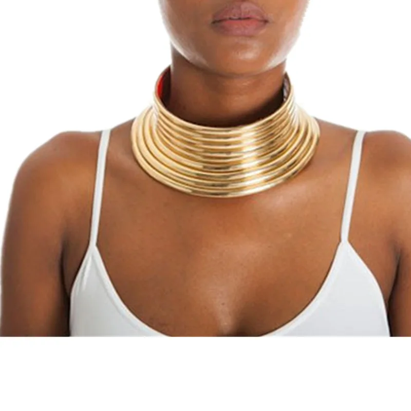 Liffly Африканское ожерелье женское золотое кожаное ожерелье-ошейник африканские ювелирные изделия регулируемое большое колье ожерелье s ювелирные изделия