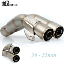 36-51MM Universal Motorcycle Double Exhaust Muffler Pipe escape moto For YAMAHA MT 09 01 07 T-MAX 530 ABS YZF R1 R6 XV 950 R ABS 35mm 51mm universal motorcycle exhaust pipe escape scooter muffler with db killer for yamaha xj6 yzf r1 r6 mt 09 mt 07 abs fz6