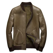 Denny& Dora, мужская шуба, мужская шуба, бейсбольная, овчина, пилот, короткая, кожаная куртка