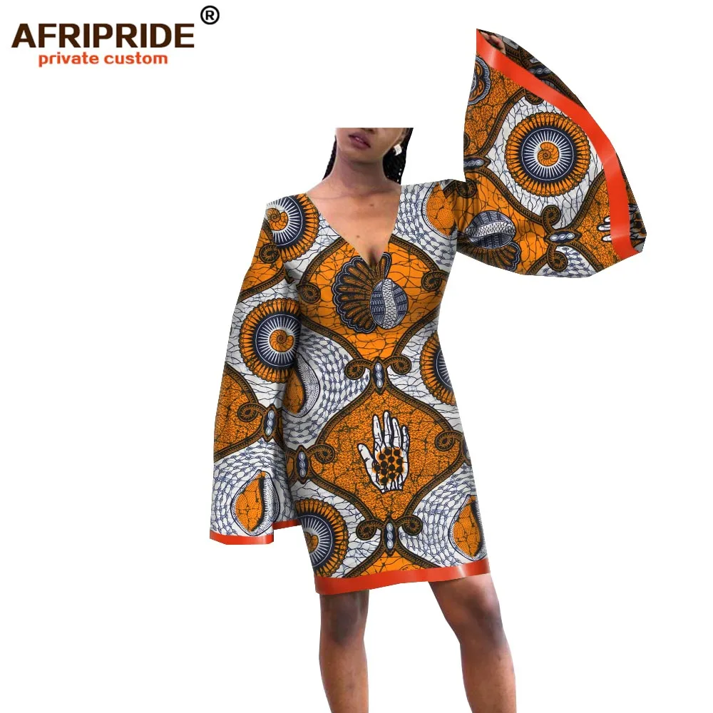 Дашики женское платье африканская восковая печать AFRIPRIDE bazin riche с широкими расклешенными рукавами выше колена женское Повседневное платье A1825100