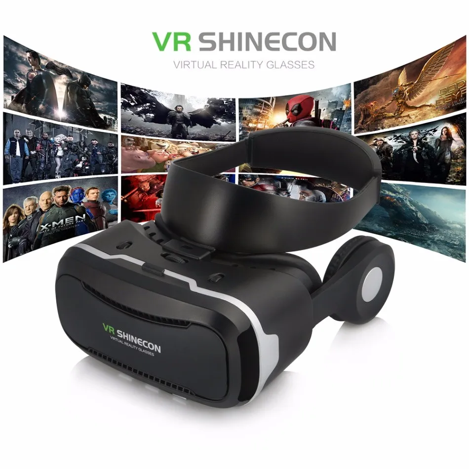 VR Shinecon 4.0 Virtual Reality 3D Glasses Headset VRBOX with Headphone