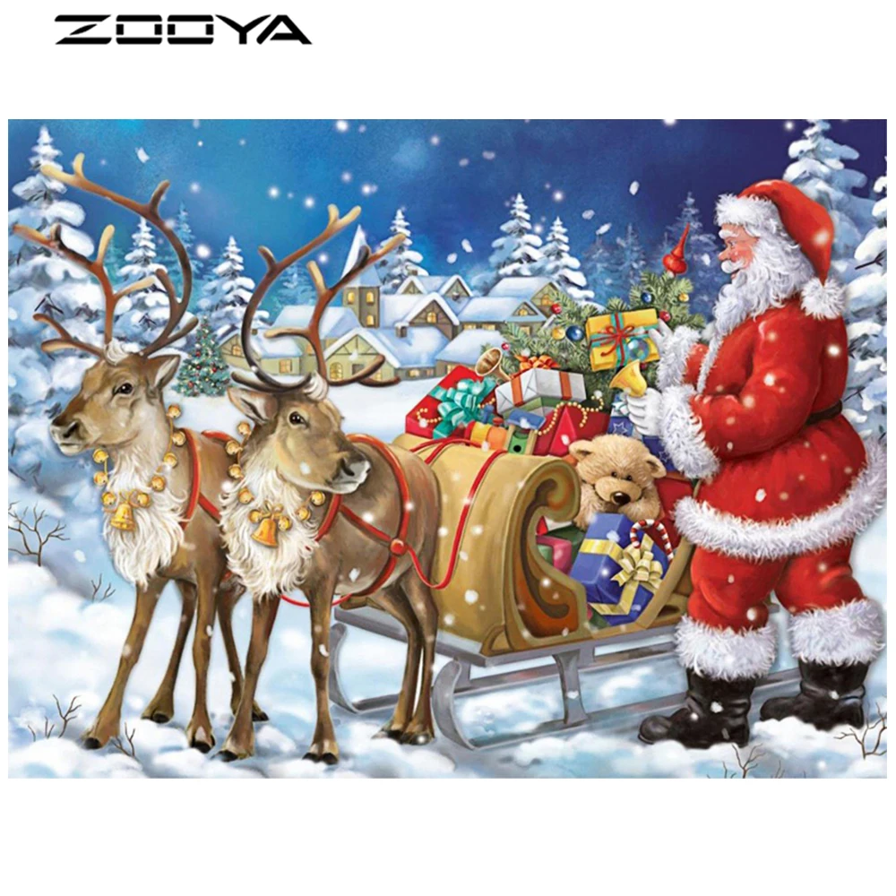 

ZOOYA Diamond Painting 3D DIY Diamond Embroidery Christmas Needlework Deer Gift Wall Stickers Paintings From Diamonds RF810