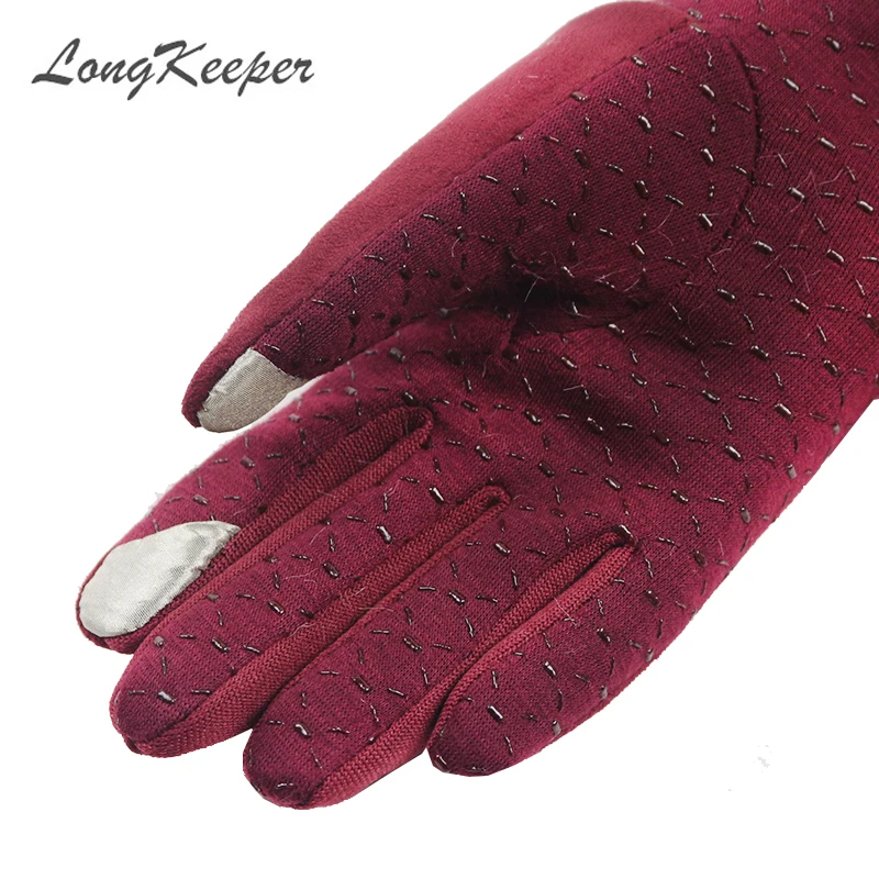 LongKeeper Autumn Elegant Winter Gloves Driver/'s Screen Touch Pompom Fur Rabbit