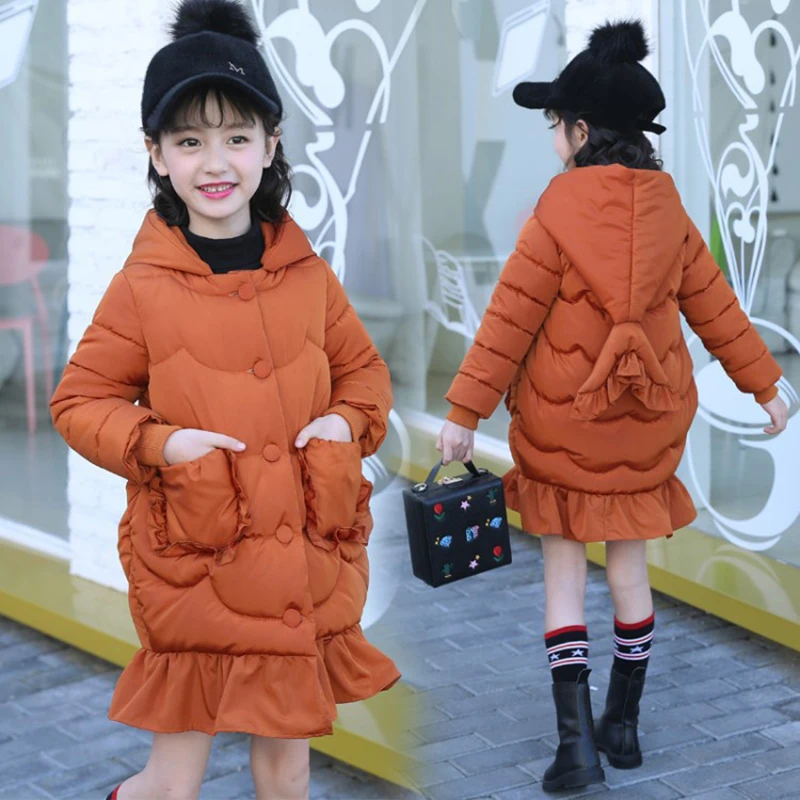 

JKP 2018 Big boys and girls cotton long thick children's winter jacket girl cotton jacket child down cotton coat Parkas MF-118