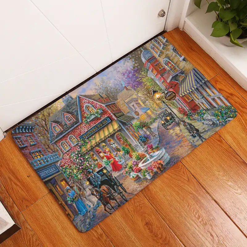 Retro Style Painting Print Carpets Anti Slip Floor Mat Outdoor
