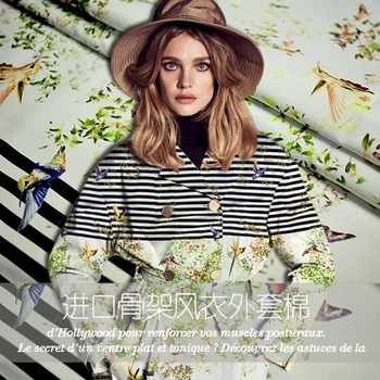 

New fashion import skeleton windbreaker jacket cotton summer shirt dress fabric bird print cloth
