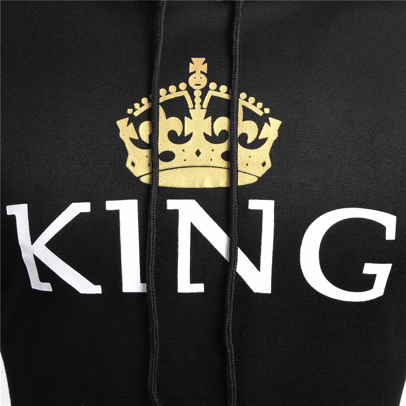 2018 KING Queen Hoodies Crown Print Unisex Men Women Spring Hoodies Sweatshirt for Couple Lovers Winter Letter Hooded Pullovers Hoodies