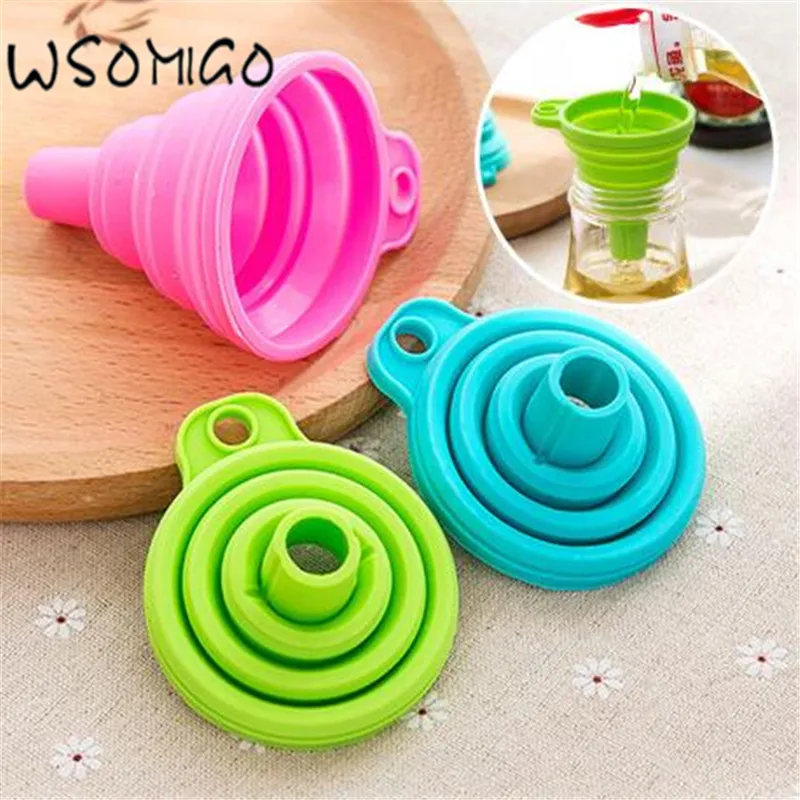 

WSOMIGO 1pc Kitchen Tools Random Color Silicone Foldable Funnel Fruit and Vegetable Auxiliary Tools Kitchen Accessories Gadget-S