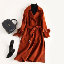 2017 new brand runway women autumn winter wool coat fashion top quality 100% wool long solid double-sided wool coats