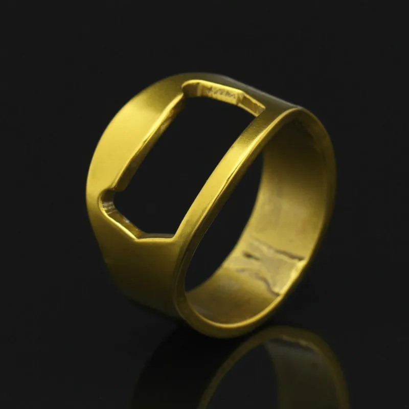 Модные кольца простые конструкции из нержавеющей стали для мужчин открывалка пивное кольцо - Цвет основного камня: Gold