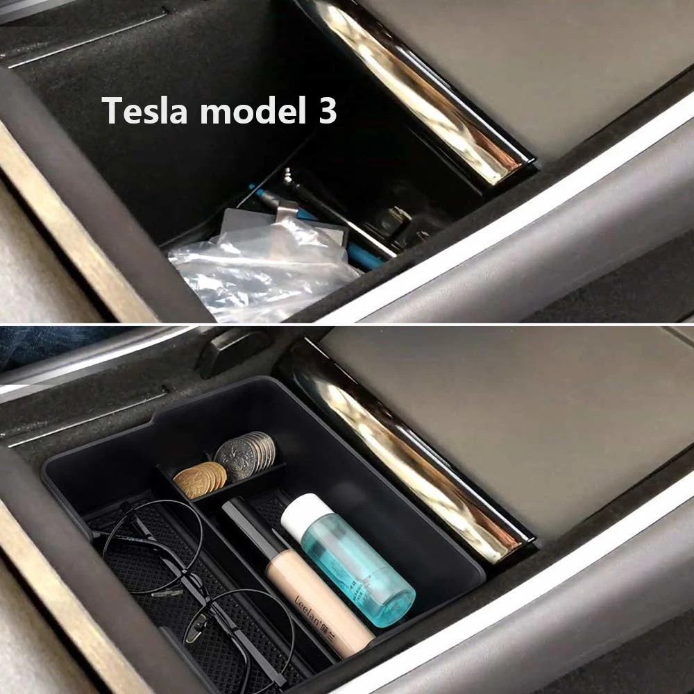 Органайзер для Tesla модель 3 подлокотник коробка хранилище центр подлокотник Органайзер лоток стеклянный держатель, поддон коробка для хранения Контейнер
