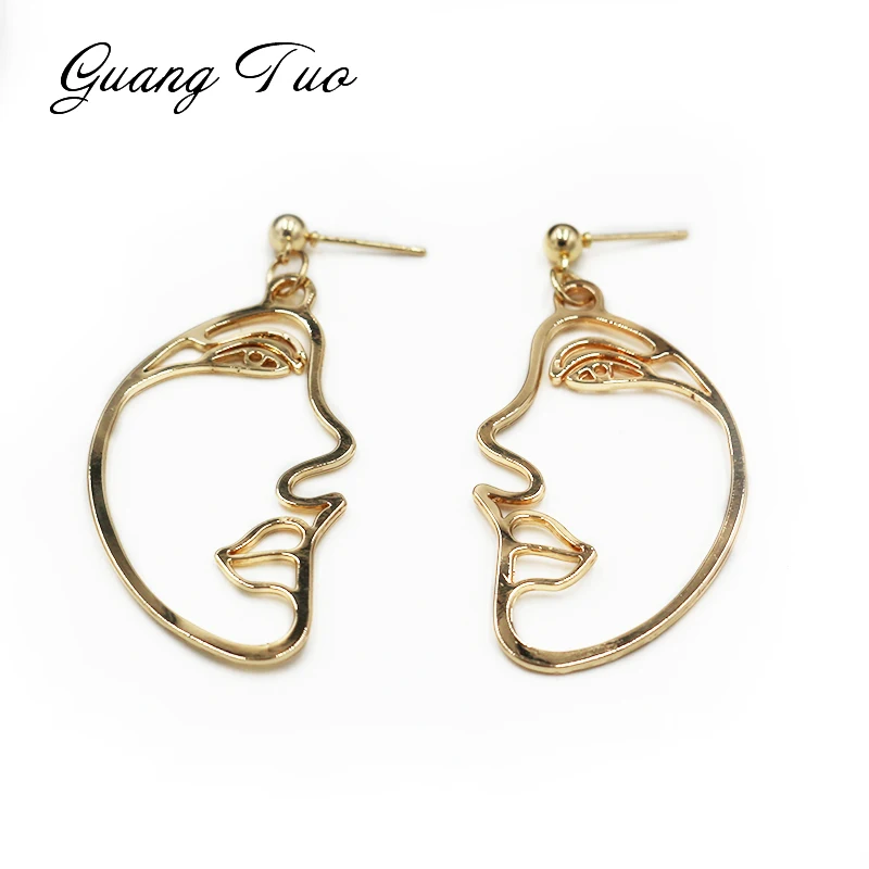 

EC2092 New 2018 Drop Earrings Face Earrings For Women Golden Casual Figure Earring oorbellen Jewelry Sports Clothes Accessories