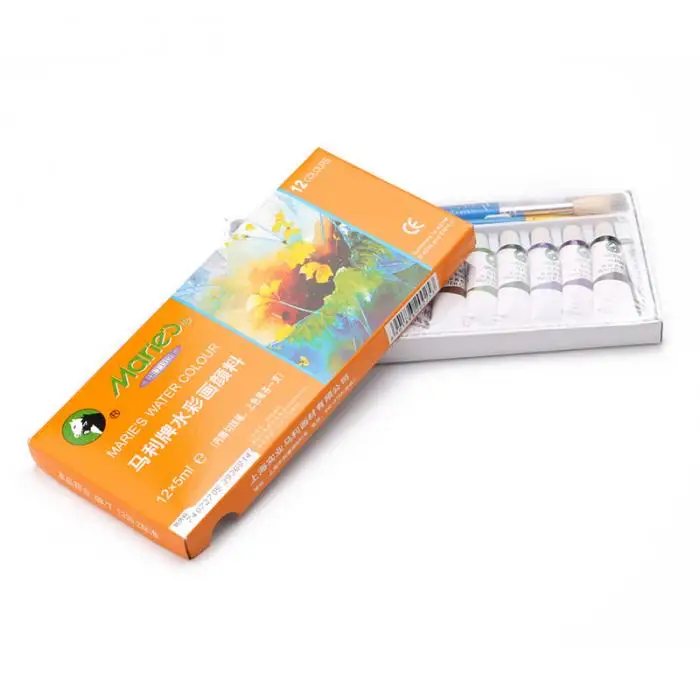 Artigos de Papelaria os Recém-chegados 12 Cor da Água com Escova Tubos Caneta Gouache Pigmento Crianças Pintura Aprendizagem Escola Acessórios 5 ml 11 Material escolar e de escritório