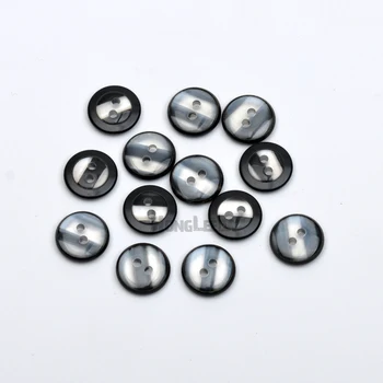 

DIY 100pcs/lot 11.5mm plastic round resin pearl with metal brass ring sewing buttons black 2-hole free shipping BT007