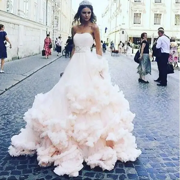 Vestido de noiva бледно-розовые свадебные платья мягкие фатиновые элегантные уникальные изящные свадебные платья онлайн свадебное платье в стиле бохо