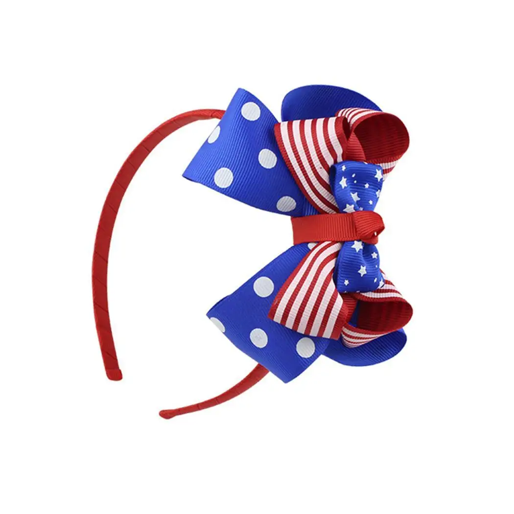 

Baby Girl Casual Cute Bow Shape Blue, White, Red Patchwork Headband Hair Decoration