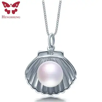

100% cultured freshwater Pearl Pendant, Button Shape Natural real genuine Pearl Pendant for women 925 sterling silver jewelry
