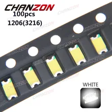 100 шт. SMD 1206(3216) белый ультра яркий 20 мА 3 в светодиодный светильник-чип, Диодная лампа поверхностного монтажа SMT бисера технология fpr PCB