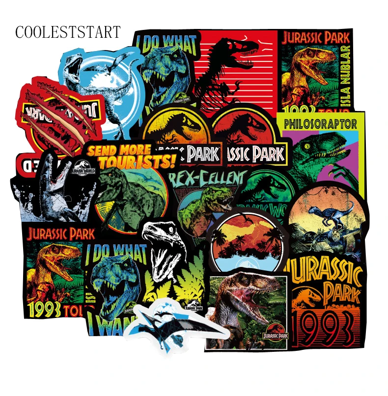 

50-100 Pcs/Lot Jurassic World Dinosaur Series Stickers For Luggage Laptop Notebook Skateboard Bicycle Car Waterproof Toy Sticker