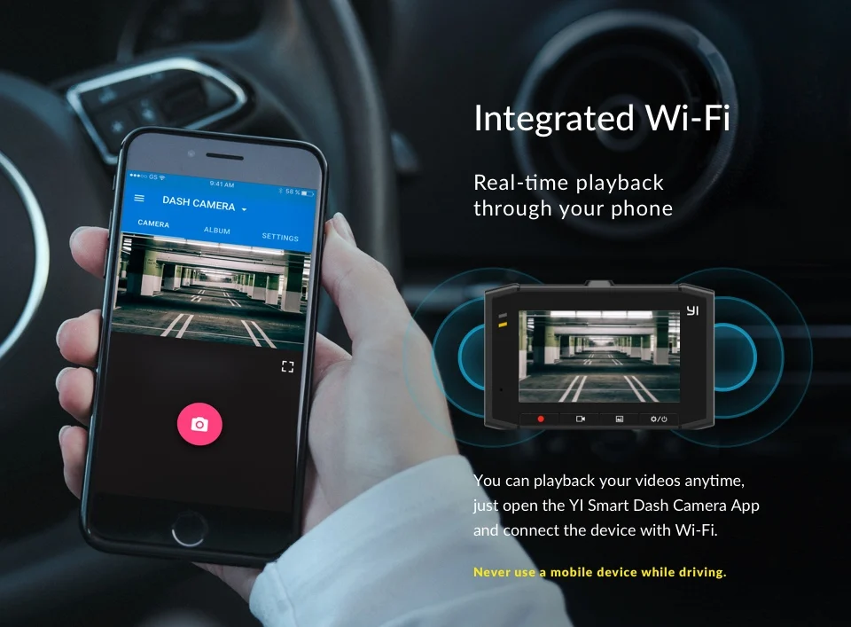 Автомобильный видеорегистратор YI Ultra Dash Camera Разрешение 2.7K Технология обработки Nano 140° угол обзора Голосовое управление
