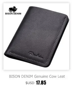 BISON DENIM Genuine Leather RFID wallet Men red brown vintage purse card holder Brand men wallets dollar price Male Purse 4361