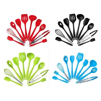 

Non-Stick Shovel Colander Spoon Egg Beater Kitchenware Set Silicone Kitchenware Set 10 Kitchen Tools