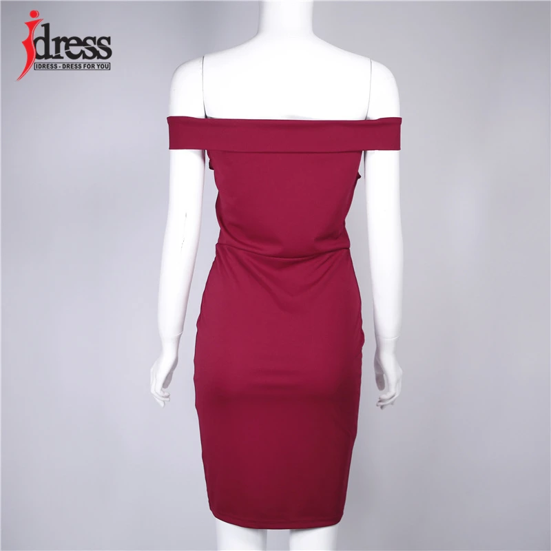 IDress Women Summer Dress 2019 Split Black Red Off Shoulder Backless Tunic Party Dress Sexy Robe Femme Bodycon Bandage Dress (11)