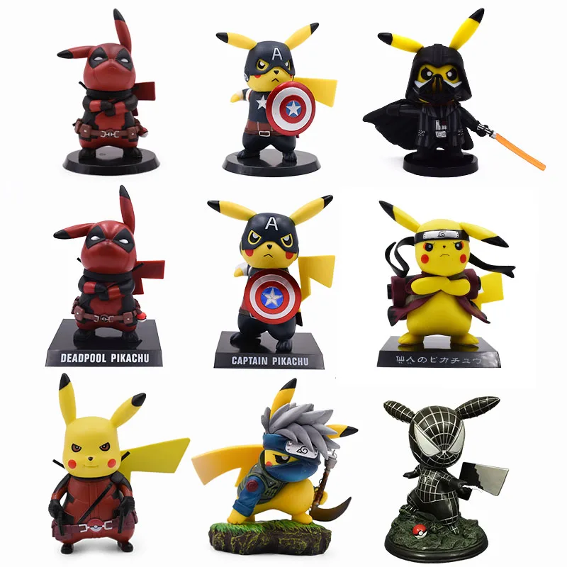 

10 Style Pikachu Naruto Deadpool Spiderman Captain America PVC Action Figure Collection Model Toys For Kids Gifts