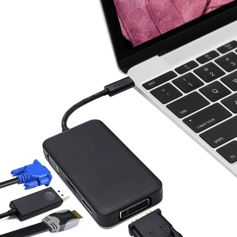 DZLST USB C концентратор HDMI DP Displayport VGA DVI 1080P видео конвертер адаптер для Macbook samsung galaxy S9+/S8 usb-хаб сплиттер