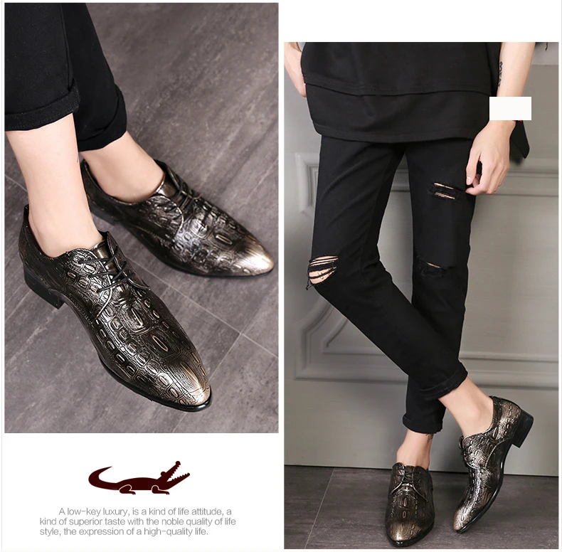 Mens Oxfords Shoe Formal Casual Shoes Men Size 46 Oxfords Pu Leather Emboss Crocodile Men Casual Shoes Leather Lace Brogues Shoe (8)