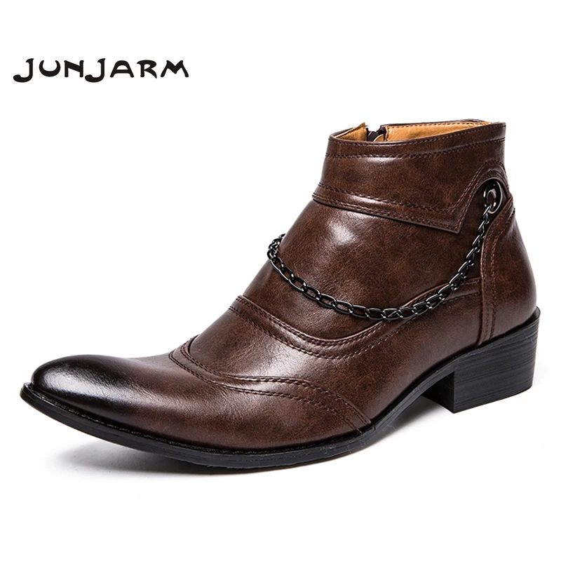 JUNJARM British Retro Men Boots Fashion Men Chelsea Boots Casual Boots Men Fashion Shoes Quality Zapatillas