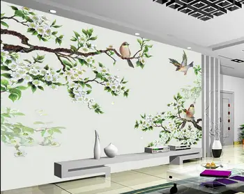 

3d wallpaper for room Hand-painted flowers and birds TV background wall wallpaper 3d flower living 3d wallpaper