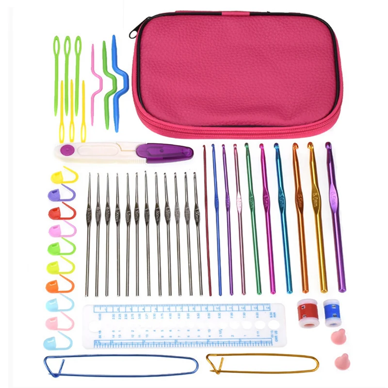 

KOKNIT Multi Coloured Aluminium Crochet Hook Set 22pcs Home Use Sewing Tool Set Crochet Hooks Needles Stitches Knitting Craft