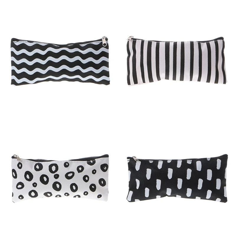 

Pencil Case Pen Zipper Bag Stripe Dots Pattern Cosmetic Pouch Makeup Organizer