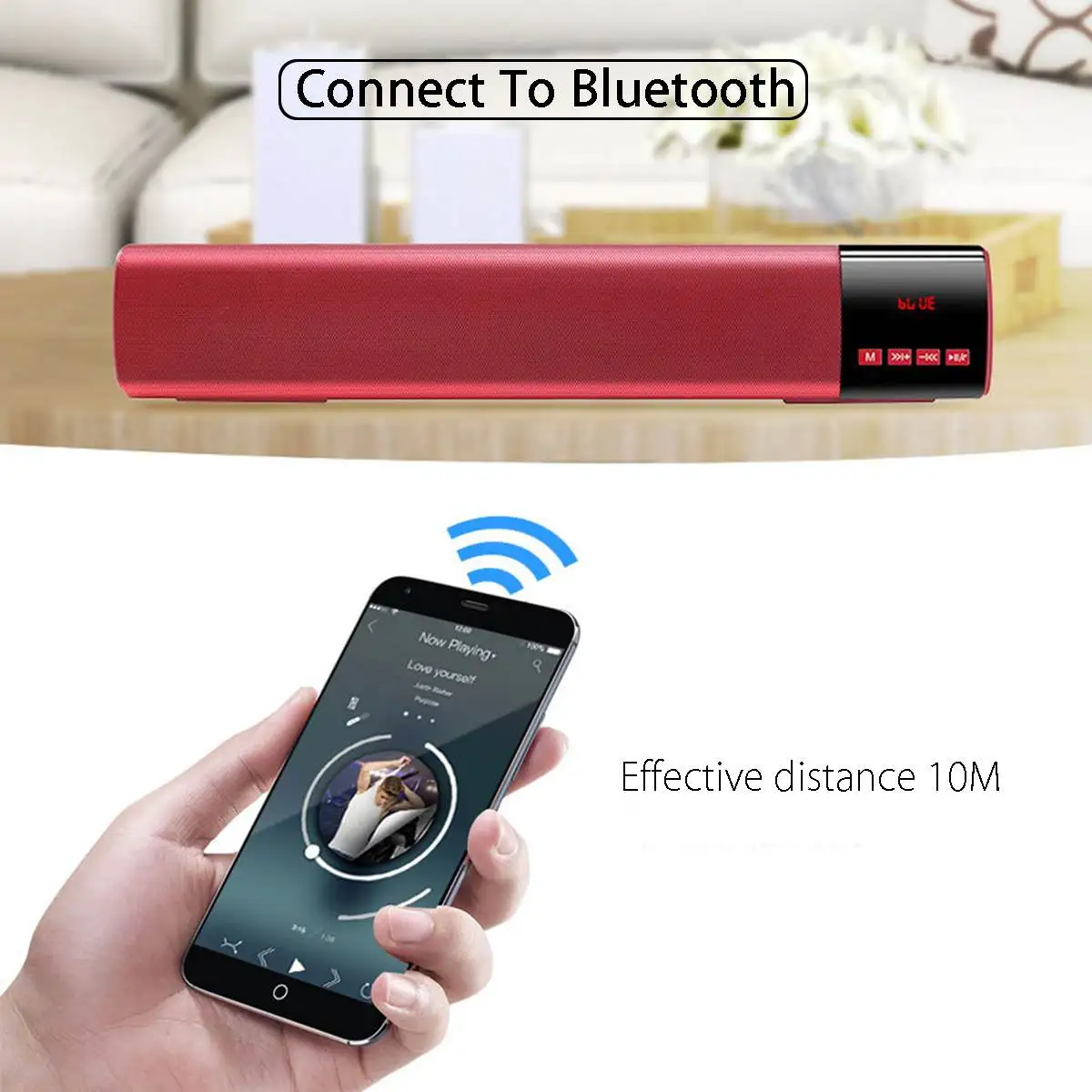 10 Вт HIFI портативный светодиодный bluetooth динамик Саундбар TF FM USB часы беспроводной 3D сабвуфер Колонка для ПК компьютера ТВ телефона дома