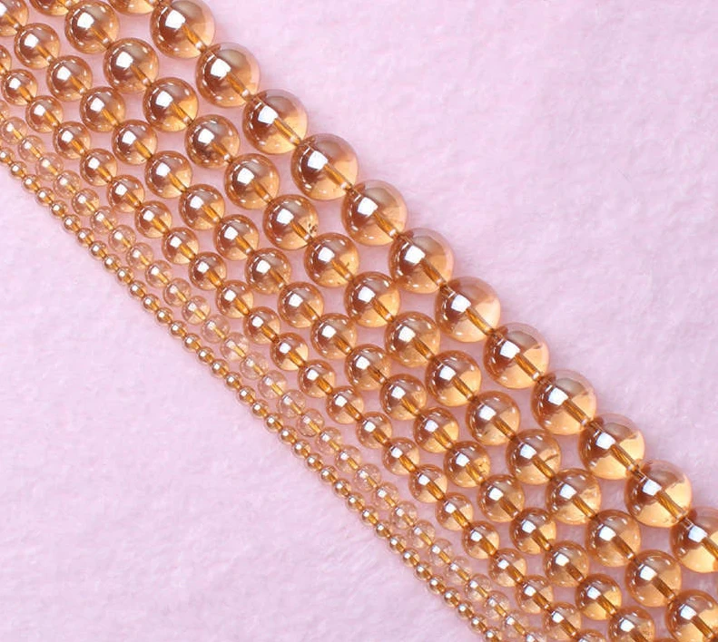

BEAUCHAMP Component Gold Champagne Round Crystal Czech Beads Glass Bracelet Necklace Sewing Headband Jewelry FindingsAccessories
