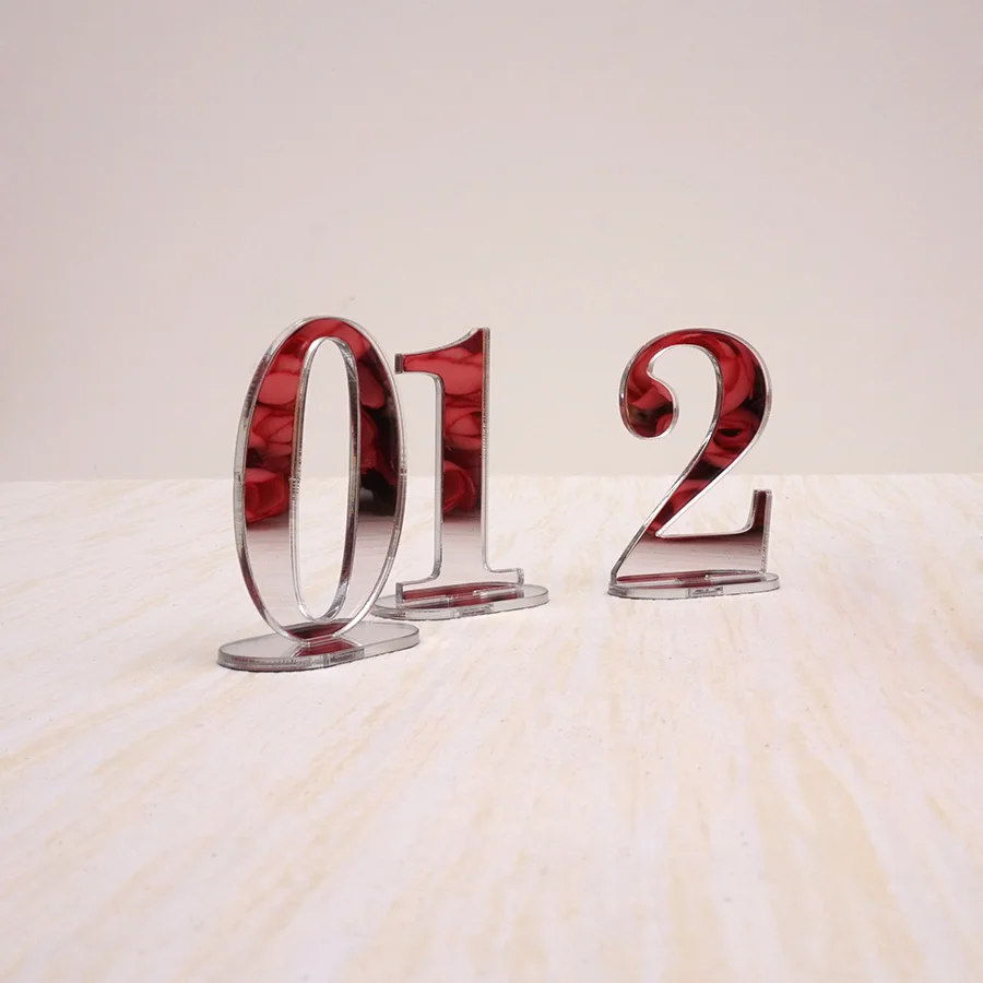 Acrylic Party Decor Number 1-10/ 1-20 Wedding Birthday Party Desk Card Acrylic Mirror Numbers Standing Baby Shower Table Decoration Event Decor