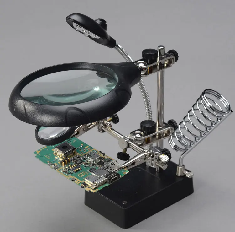 Multi function Electric iron platform with LED Magnifier Pliers toy maker